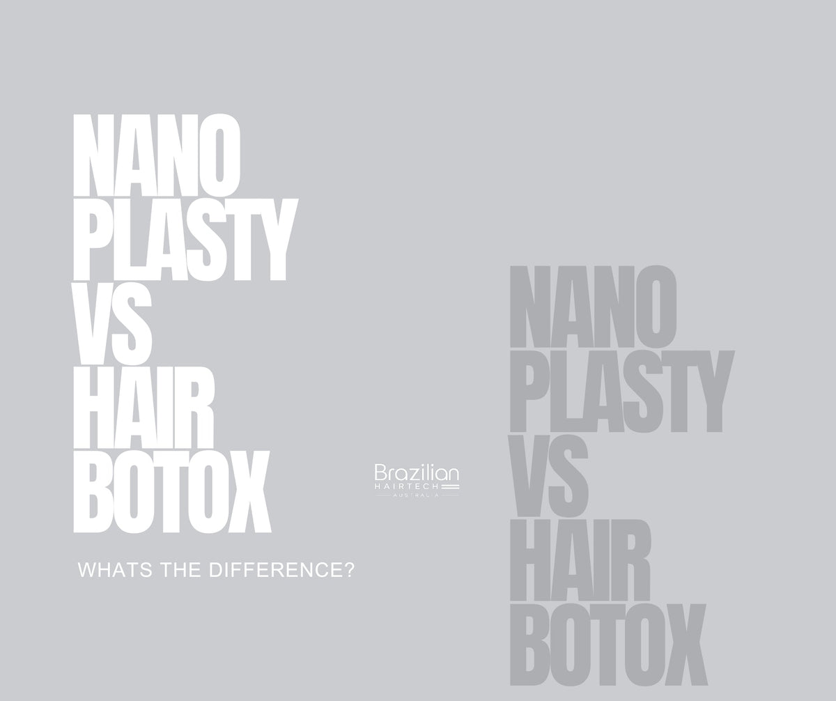 Nanoplasty vs Hair Botox comparison showing straight, smooth hair and frizz-controlled natural texture