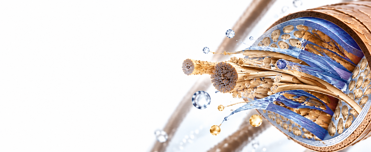 Hydrated hair fibre cross-section showing moisture and nourishment within the hair structure – Brazilian Hairtech Australia