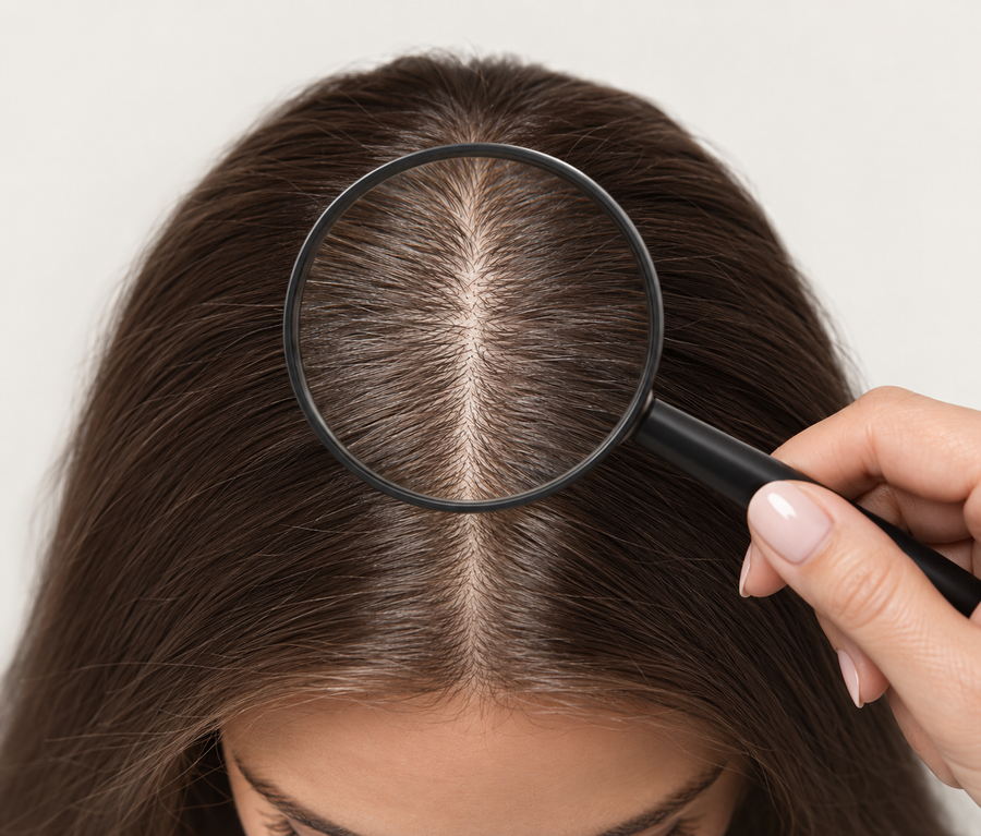 Professional scalp and hair assessment before a Brazilian Hairtech salon treatment