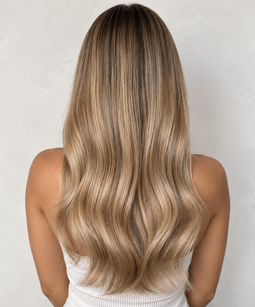 After Brazilian Hairtech Ultimate Healing treatment showing smooth, glossy and revitalised hair following professional hair repair and hydration treatment.