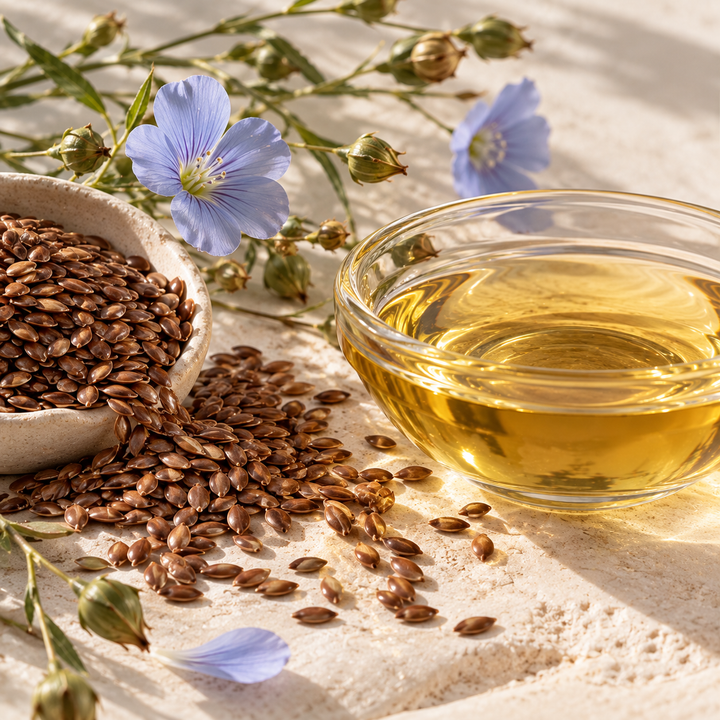 Flaxseed oil key active in Brazilian Hairtech Ultimate Healing Ampoule to nourish, strengthen and restore dry, damaged hair